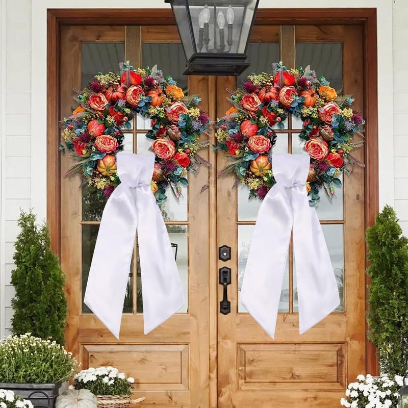 Fucibt 2 Pack Wreath Sash for Front Door, Blank White Sash for Monogram Embroidery, Front Door Porch Decor, Wreath Accessories, 5'' W x 54'' L (2) - Image 5
